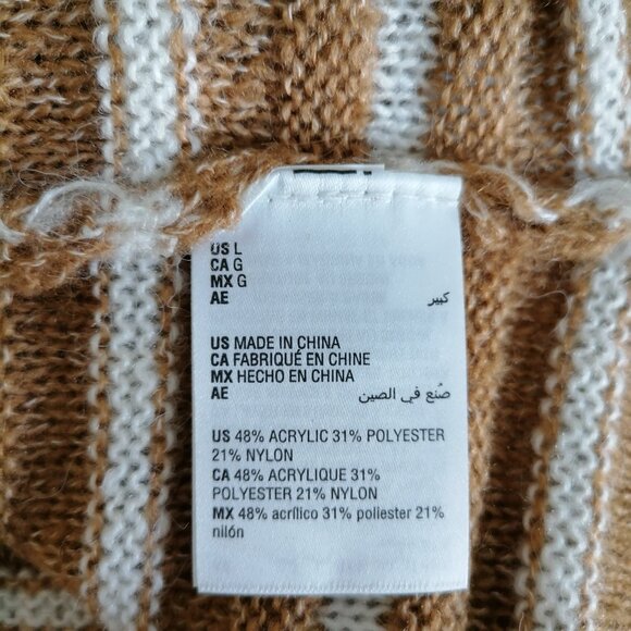 NWT Style & Co. Womens Caramel Kiss Brown Drop Shoulder Stripped Sweater Size L - Picture 6 of 8
